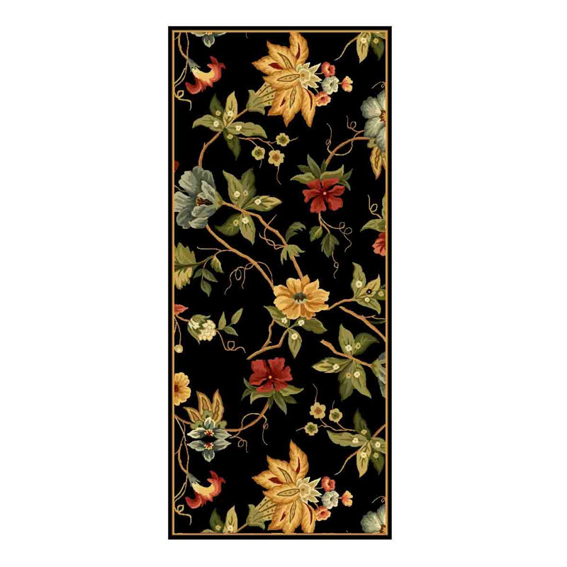 Charlton Home® Helena HandHooked Wool Black/Red/Green Area Rug Birch